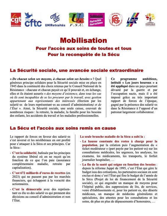 Tract Sécu pour le 20 mars 1