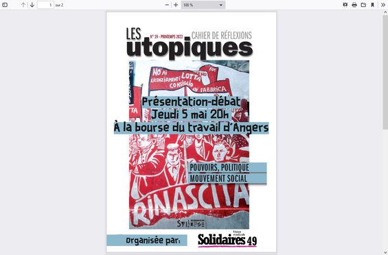 Presentation Débat Utopiques 05 juin à Angers